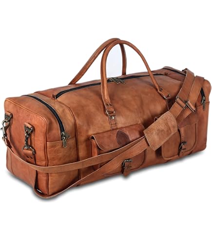 Amazon.com: 21 Inch Vintage Leather Duffel Travel Gym Sports